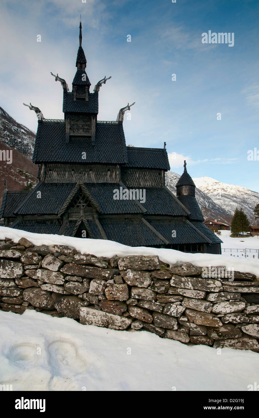 The Borgund stave church in Lærdal, in Norway. Stock Photo