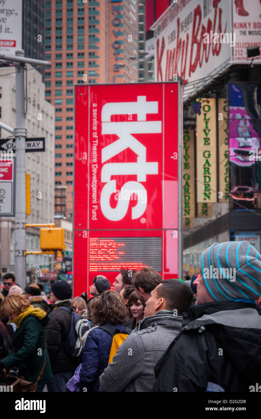 The TKTS ticket booth in Times Square in New York on Monday, Janaury 21