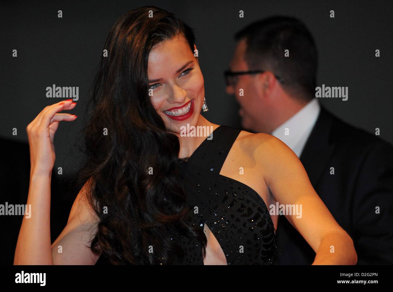 Geneva, Switzerland. 22nd January 2013. Brazilian Model and Actress Adriana Lima attends at IWC Race Night Dinner in Geneva.The swiss watch manufactur celebrated its new Ingenieur collection as well as the partnershipwith the Mercedes AMG Petronas Formula One Team. Photo: Frank May/picture alliance/ Alamy Live News Stock Photo