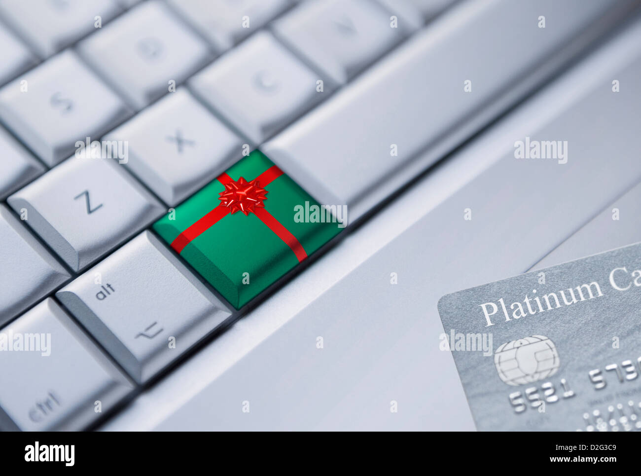 Internet online shopping concept with gift and credit card Stock Photo
