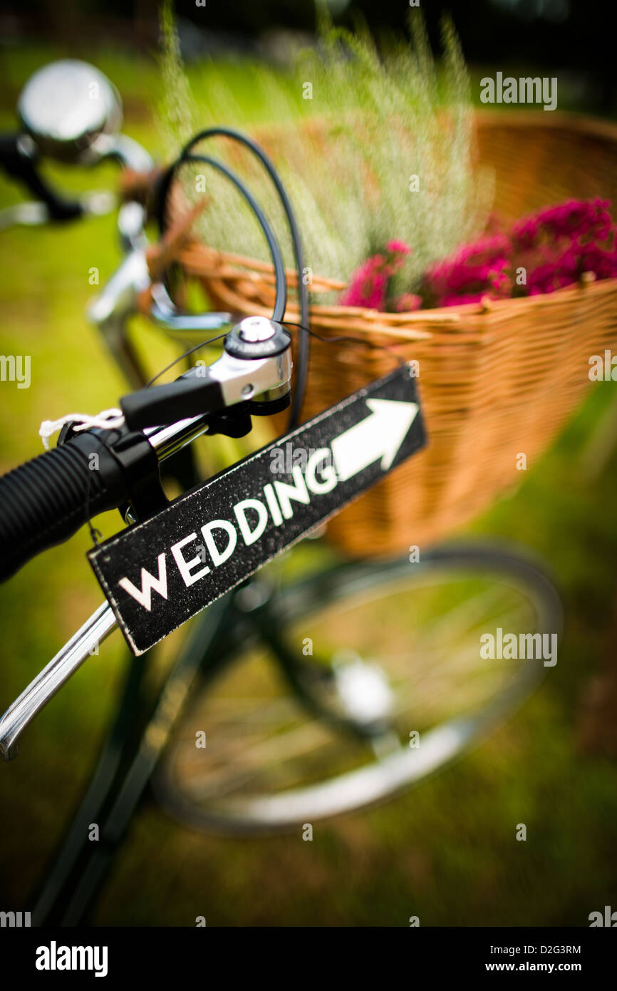 A vintage wedding bicycle Stock Photo