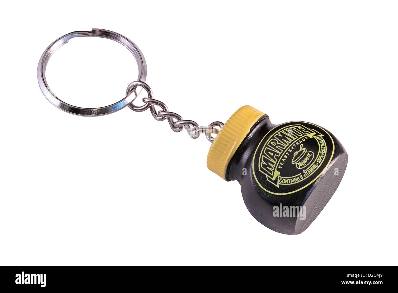 Marmite Novelty Keyring isolated on white background Stock Photo