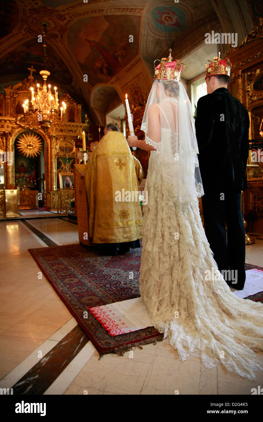 Bride and groom before church hires stock photography and images Alamy