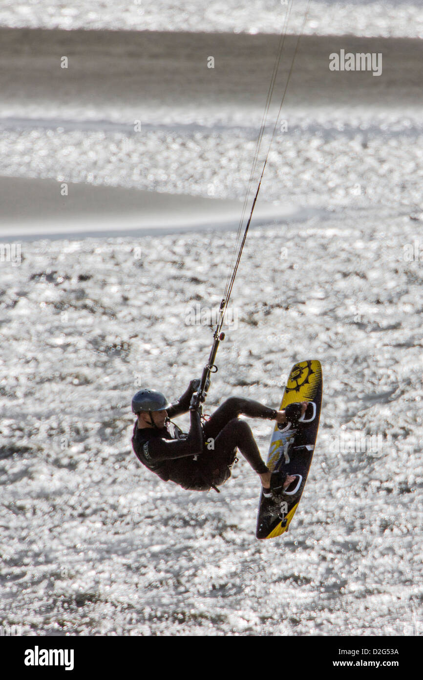 Kitesurfing on Turnagain Arm, Kenai Peninsula, Alaska, USA Stock Photo
