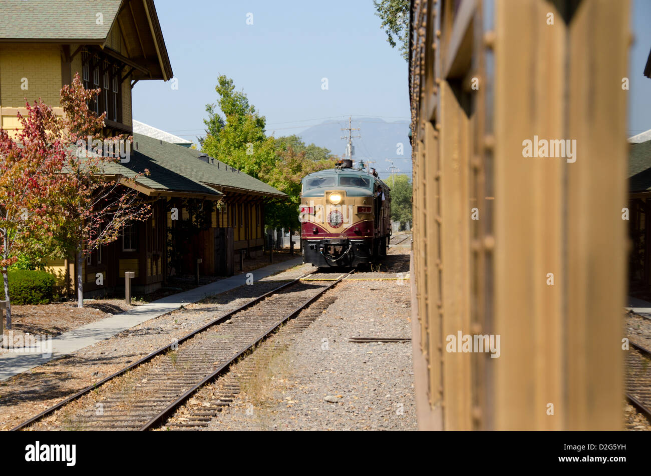 California, Napa Valley Wine Train in train station Stock Photo Alamy