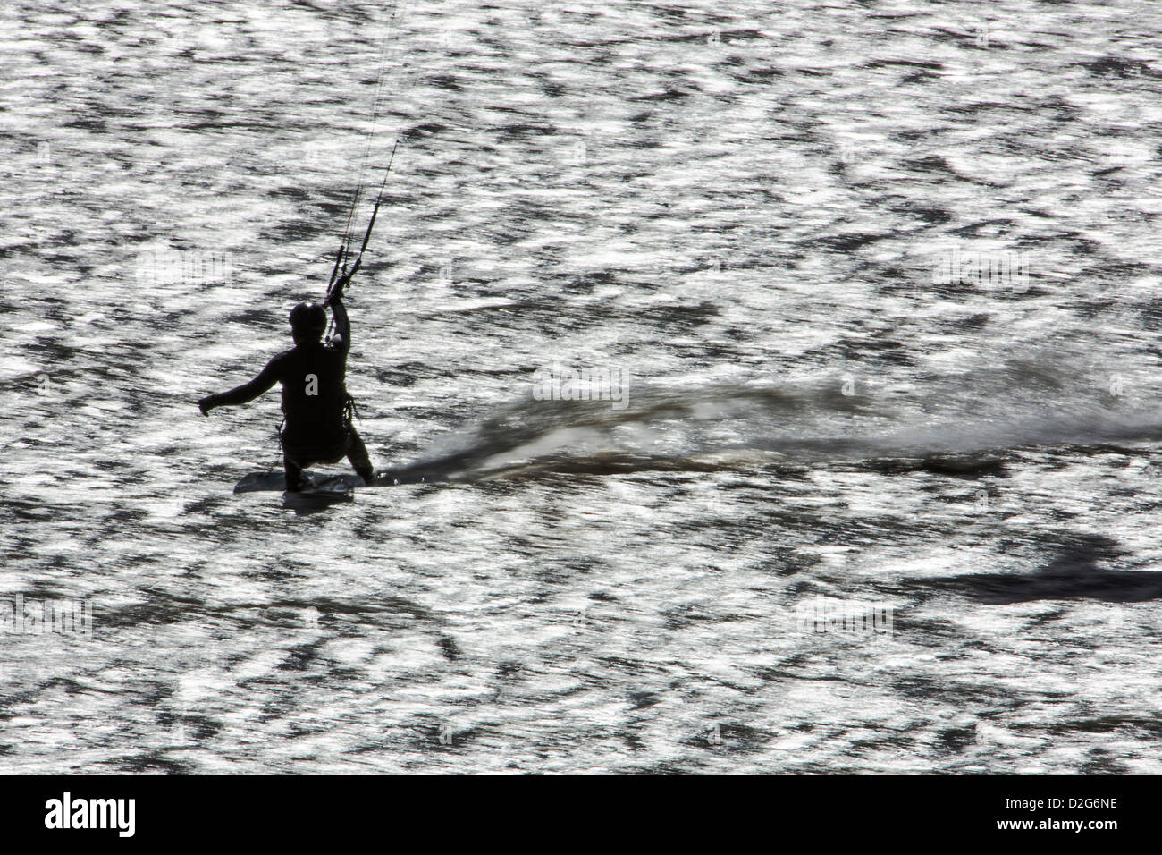 Kitesurfing on Turnagain Arm, Kenai Peninsula, Alaska, USA Stock Photo