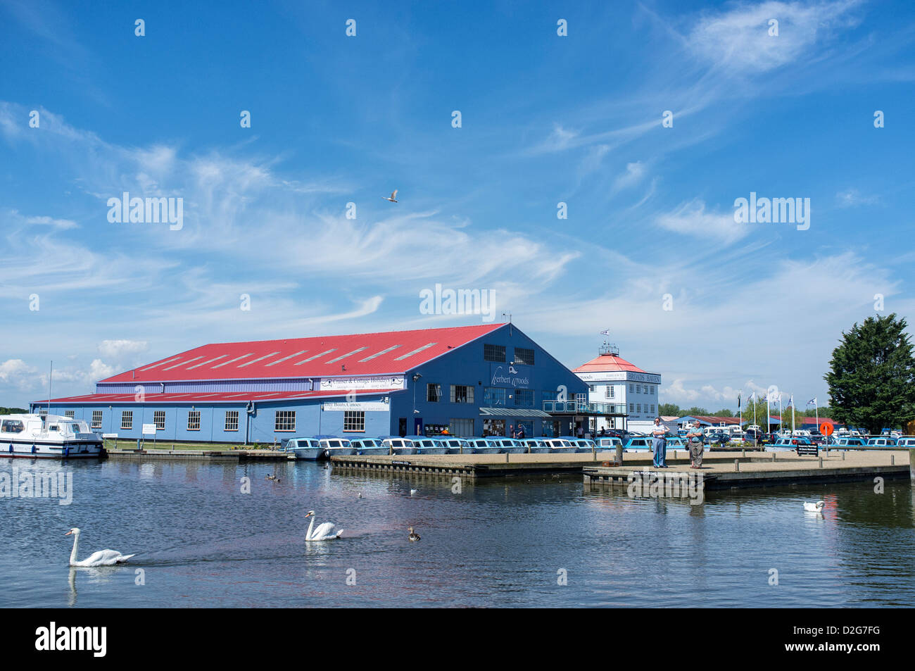 Herbert Woods Broads Haven Boatyard with Hire Boats at Potter Heigham Norfolk Broads UK Stock