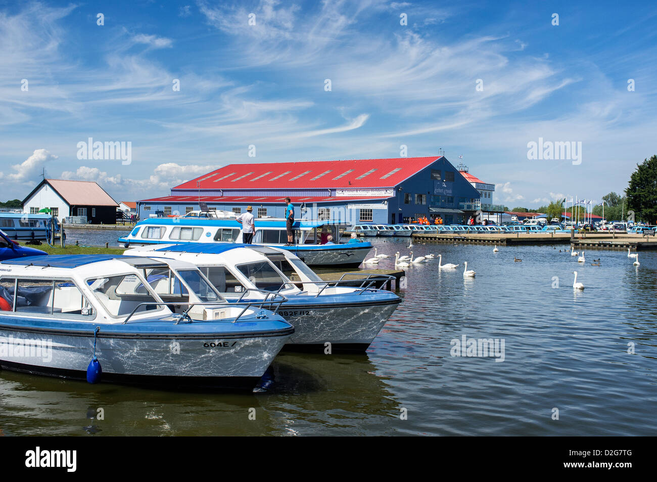 Herbert Woods Broads Haven Boatyard with Hire Boats at Potter Heigham Norfolk Broads UK Stock