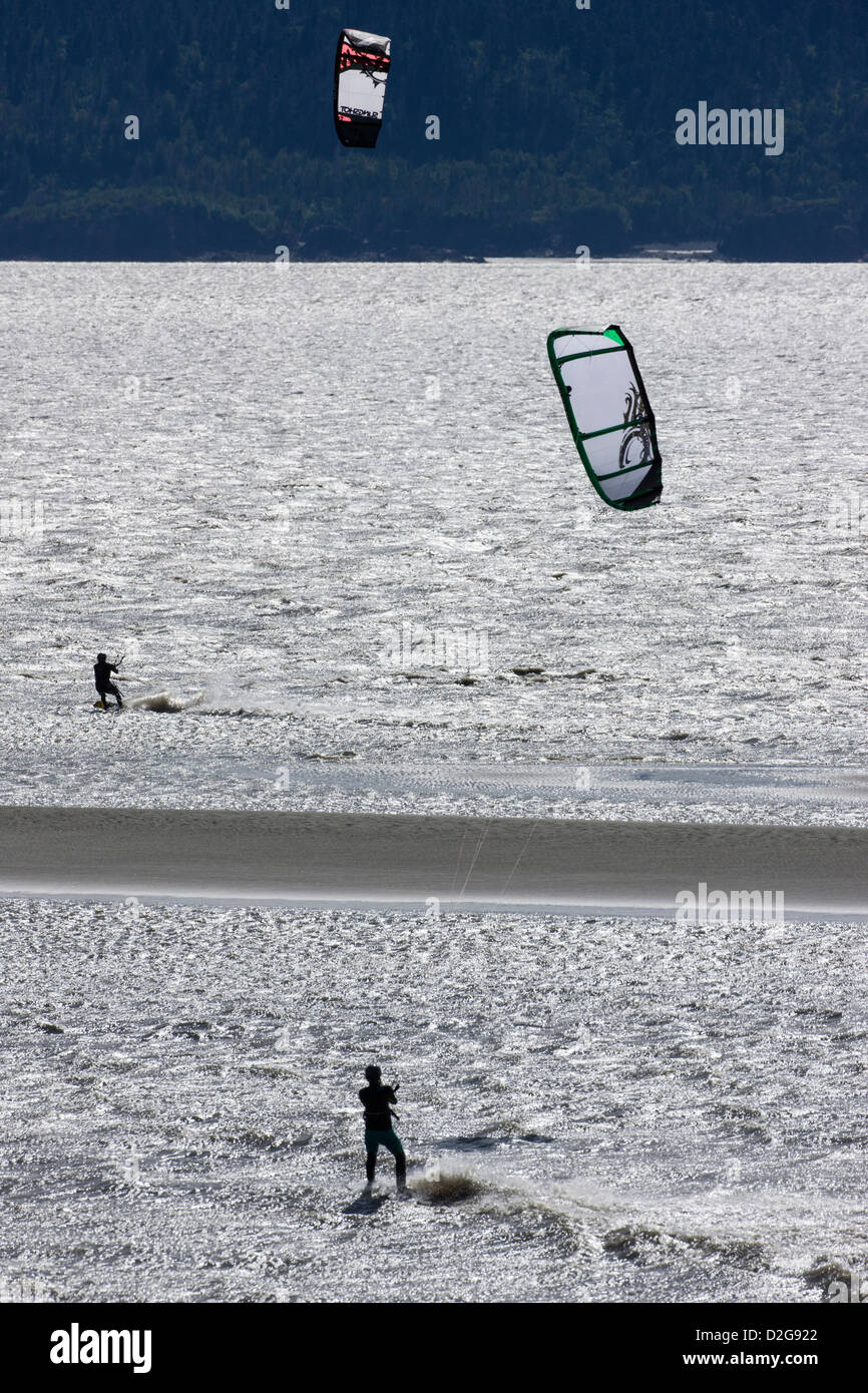 Kitesurfing on Turnagain Arm, Kenai Peninsula, Alaska, USA Stock Photo