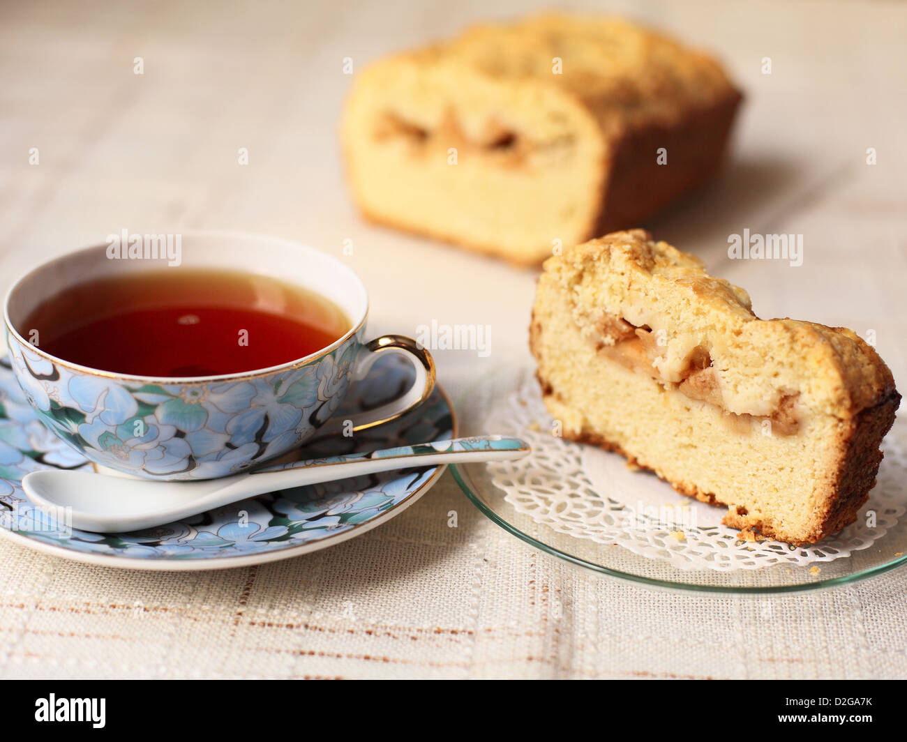 Teacup with cake Stock Photo