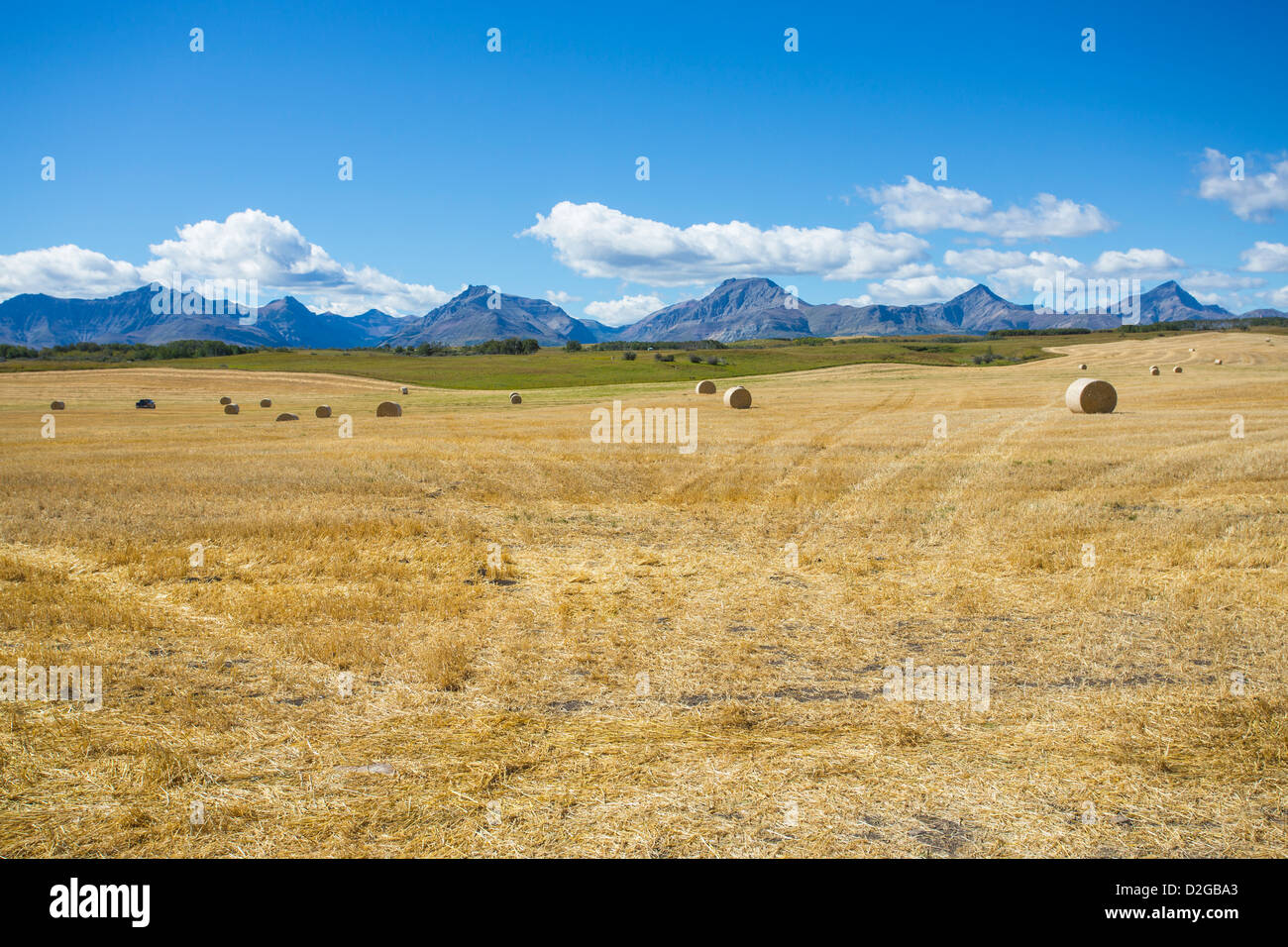Harvested farm fields in Alberta Canada Stock Photo