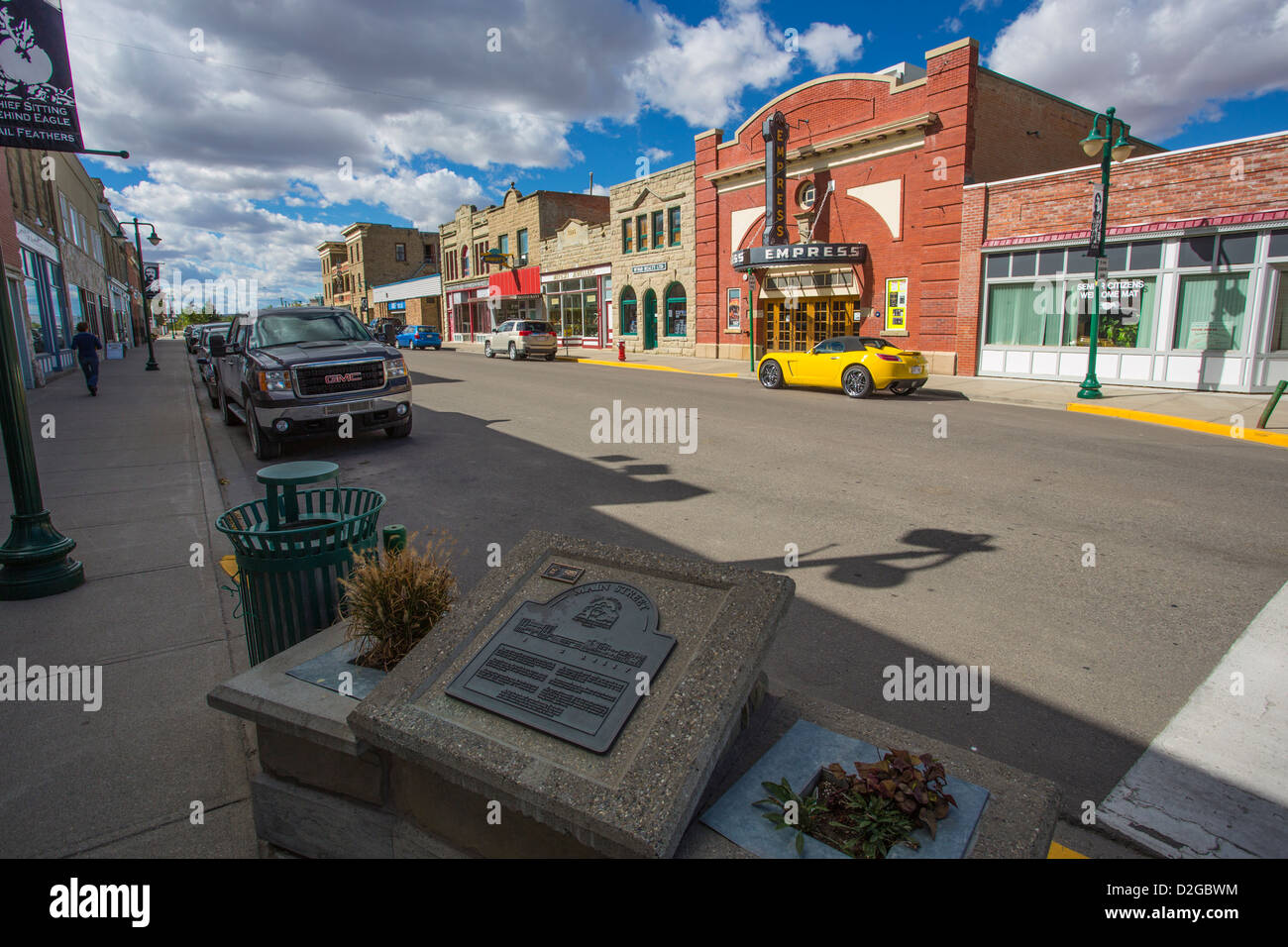 Historic area of Main Street in Fort Macleod in Alberta Canada Stock