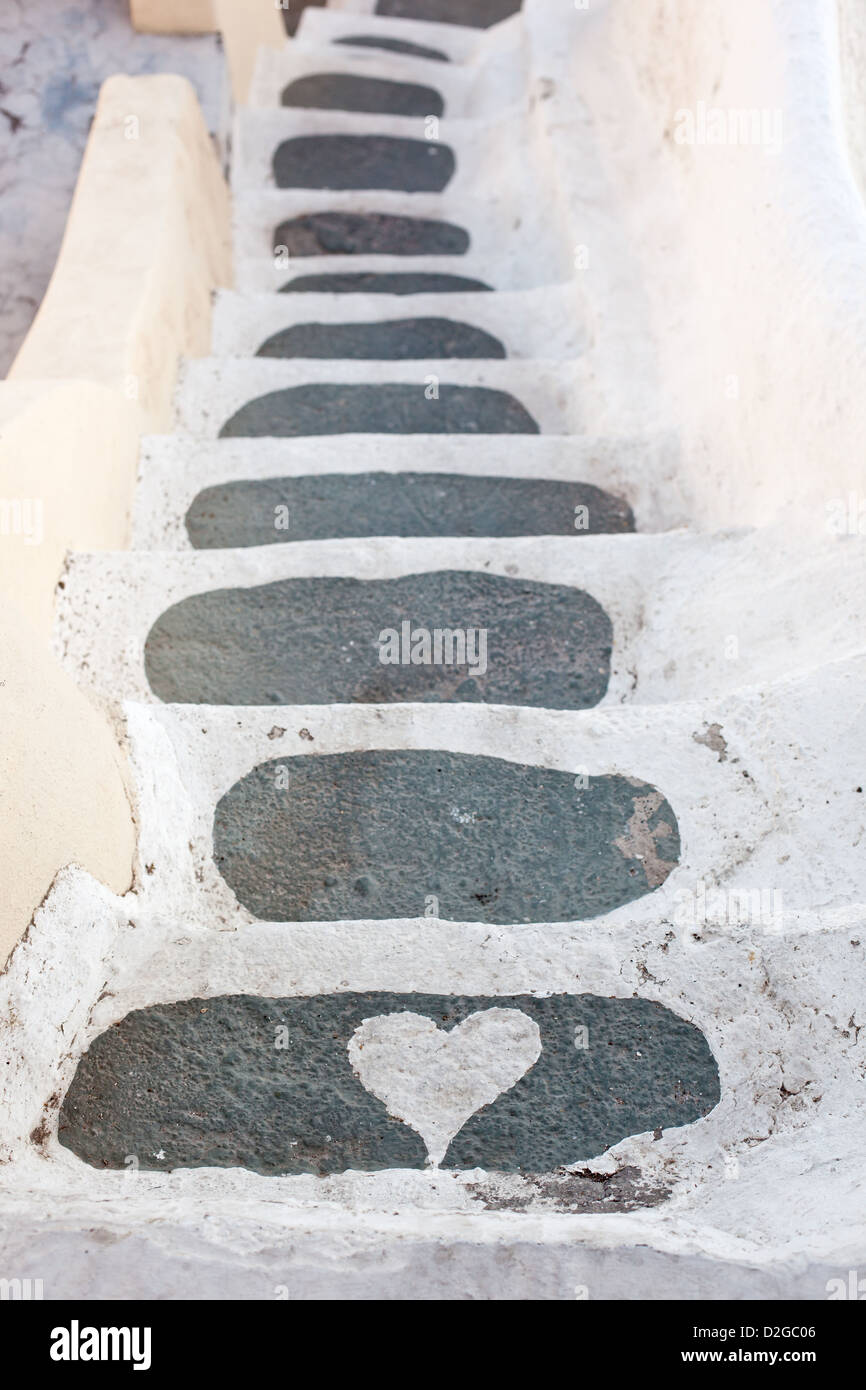 Love steps in Santorini - Oia. Stock Photo