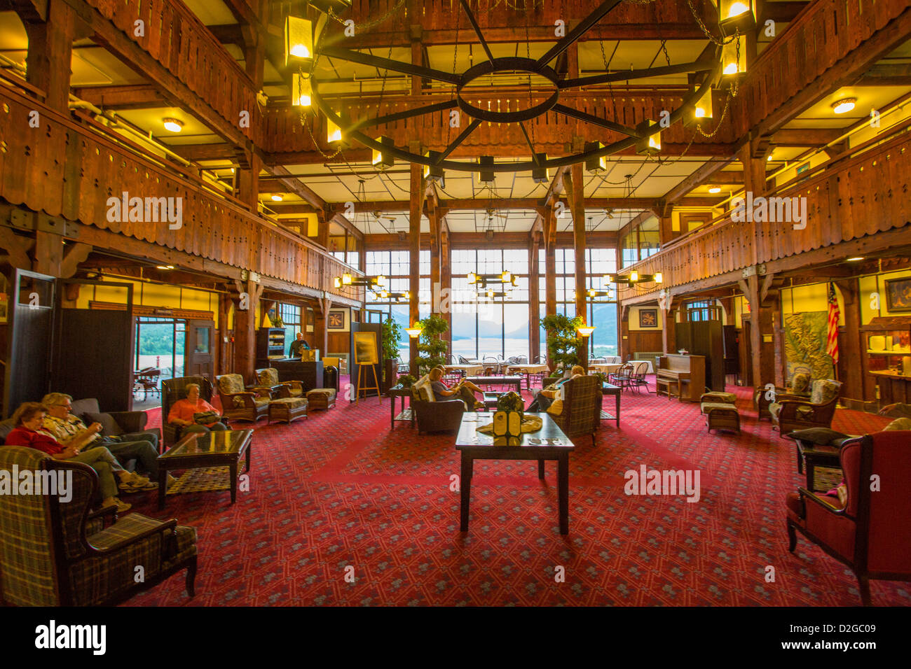 interior of Prince of Wales hotel in Waterton Lakes National Park in Alberta Canada Stock Photo