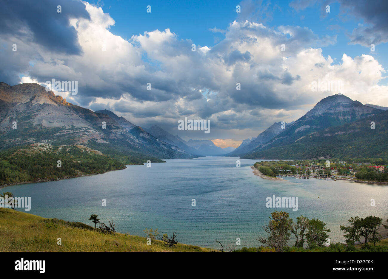 Upper Waterton Lake in Waterton Lakes National Park in Alberta Canada Stock Photo