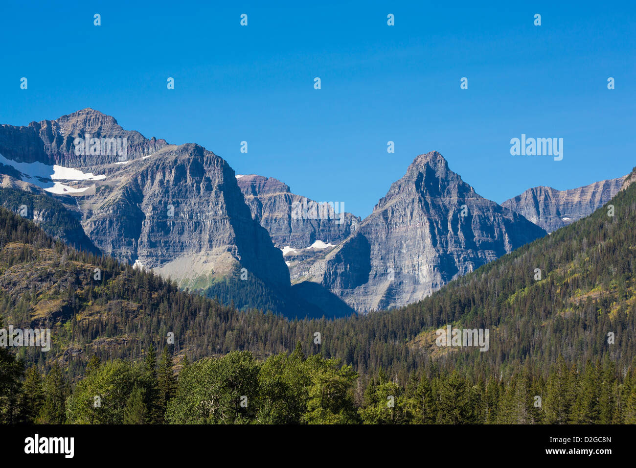 Rocky rugged mountain peaks in Waterton Lakes National Park in Alberta Canada Stock Photo