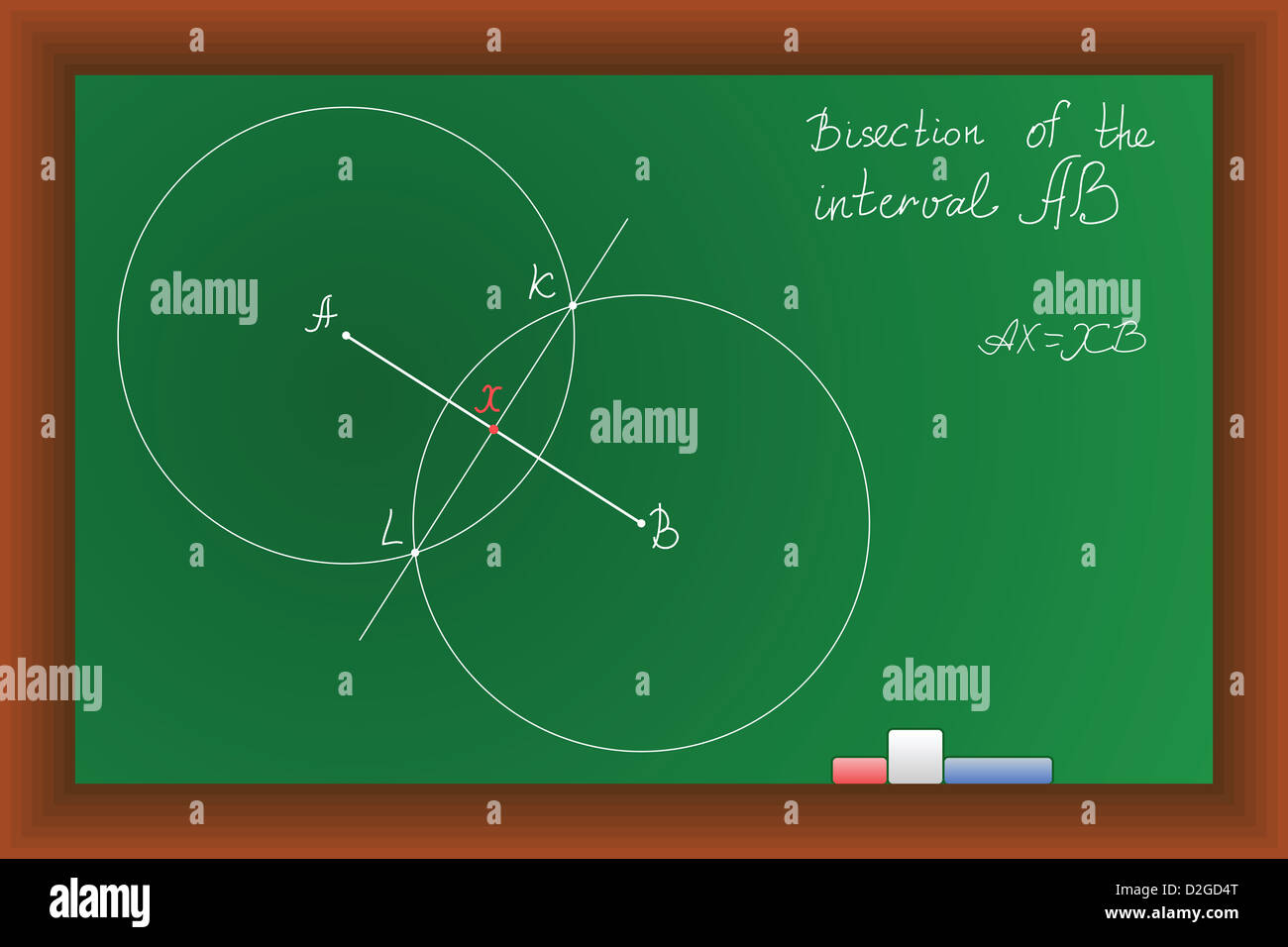 vector green Blackboard with the task of bisection of the interval ...