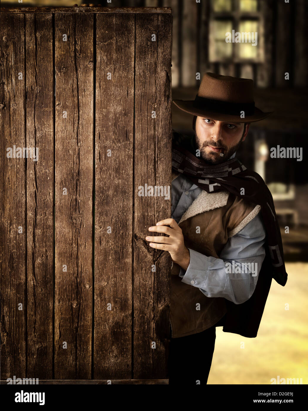 Bad gunman in the old wild west Stock Photo