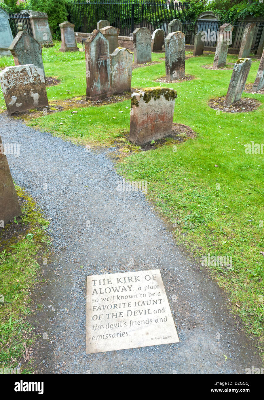Scotland, South Ayrshire, Alloway Kirk, church footpath, quote by Robert Burns Scotland's National Poet (1759-96) Stock Photo
