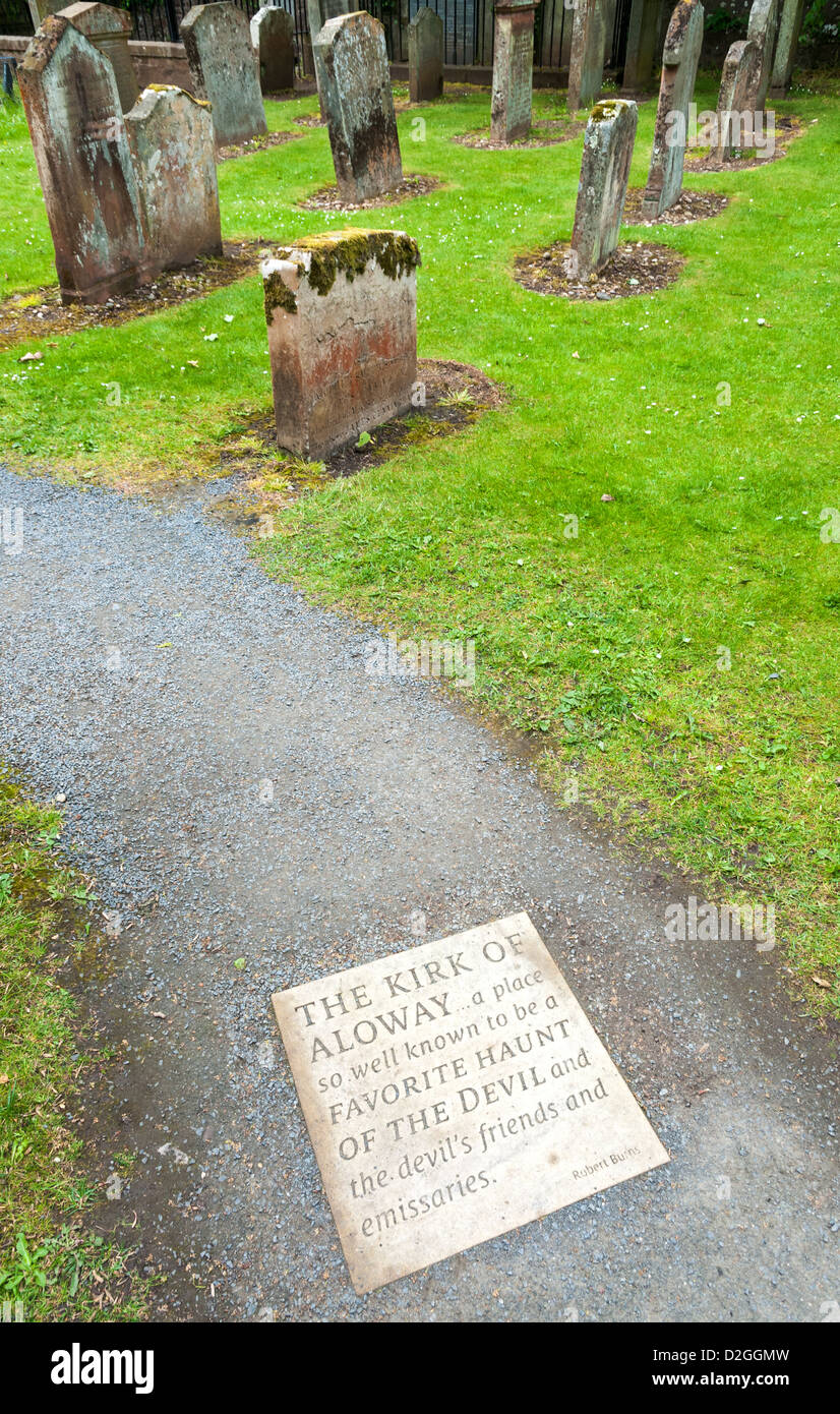 Scotland, South Ayrshire, Alloway Kirk, church footpath, quote by Robert Burns Scotland's National Poet (1759-96) Stock Photo