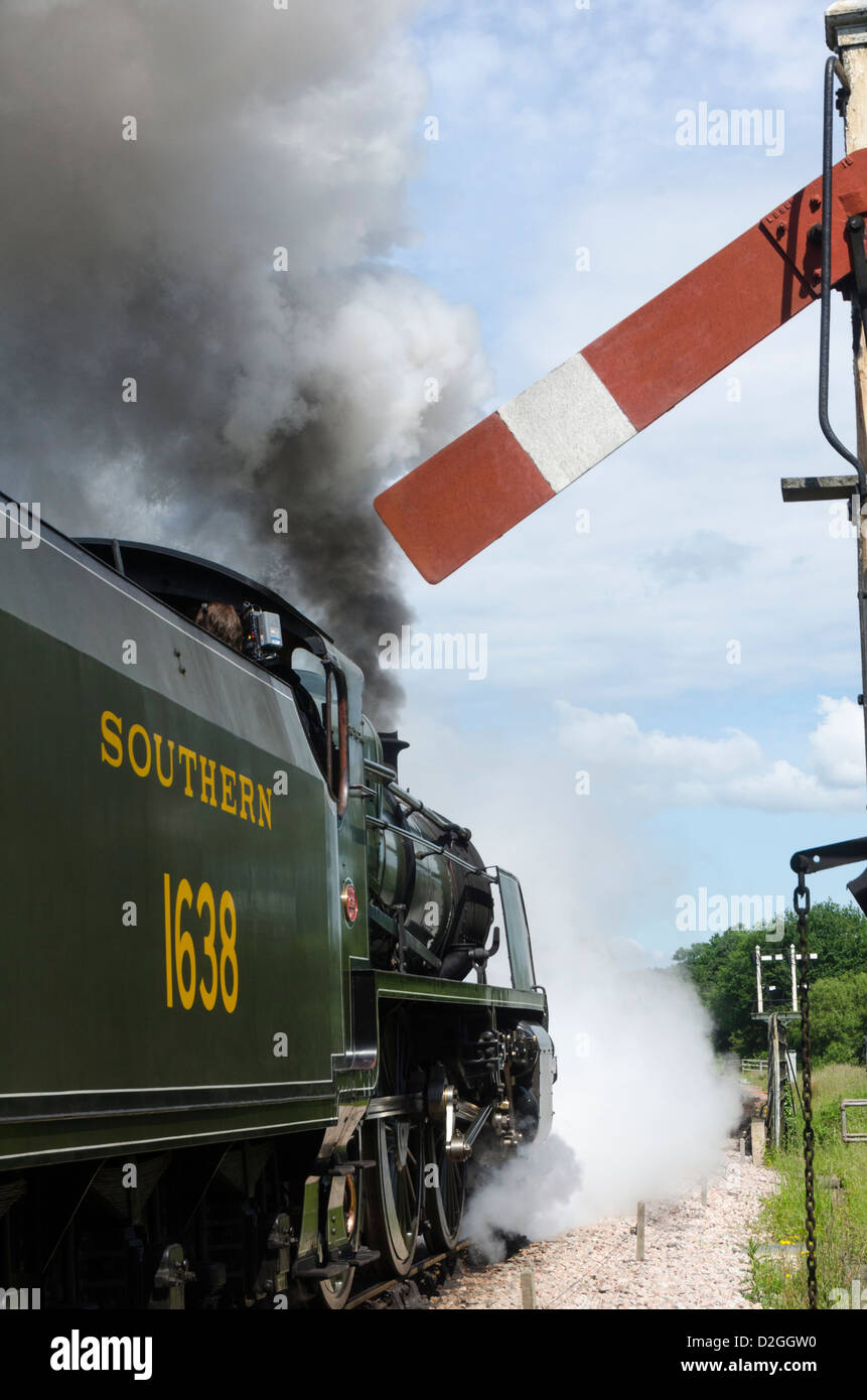 Maunsell U Class steam engine at Bluebell Railway, Sheffield Park, near Uckfield, East Sussex Stock Photo