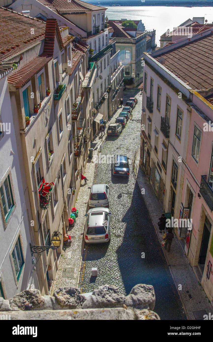 Narrow street view with cars hi-res stock photography and images - Alamy