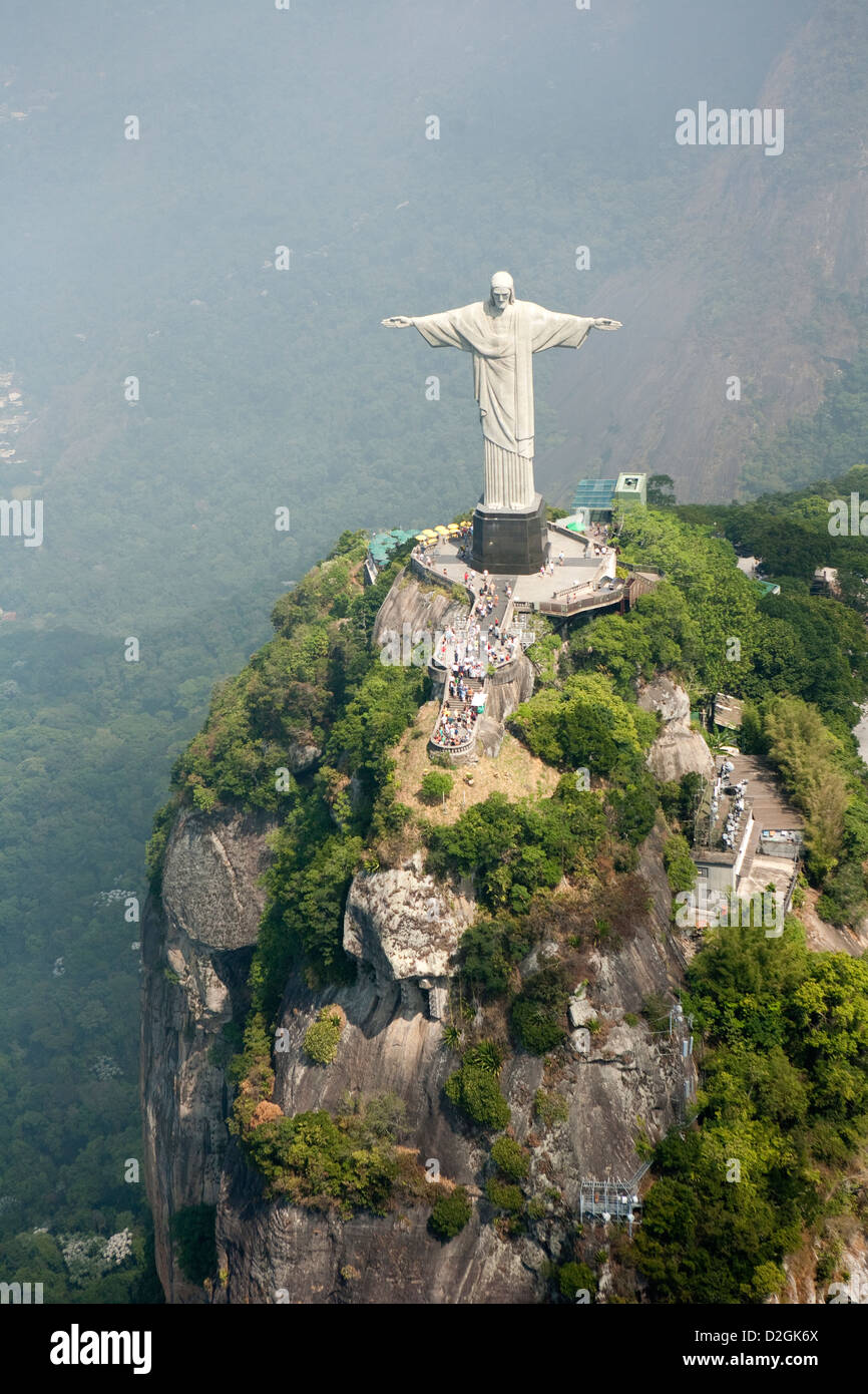 View of the Christ statue in Tijuca national park, on Corcovado mountain, Rio de Janeiro, Brazil Stock Photo