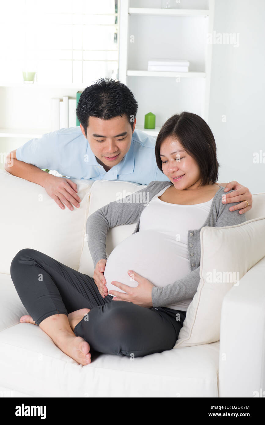 south east asian pregnant couple lifestyle photo Stock Photo