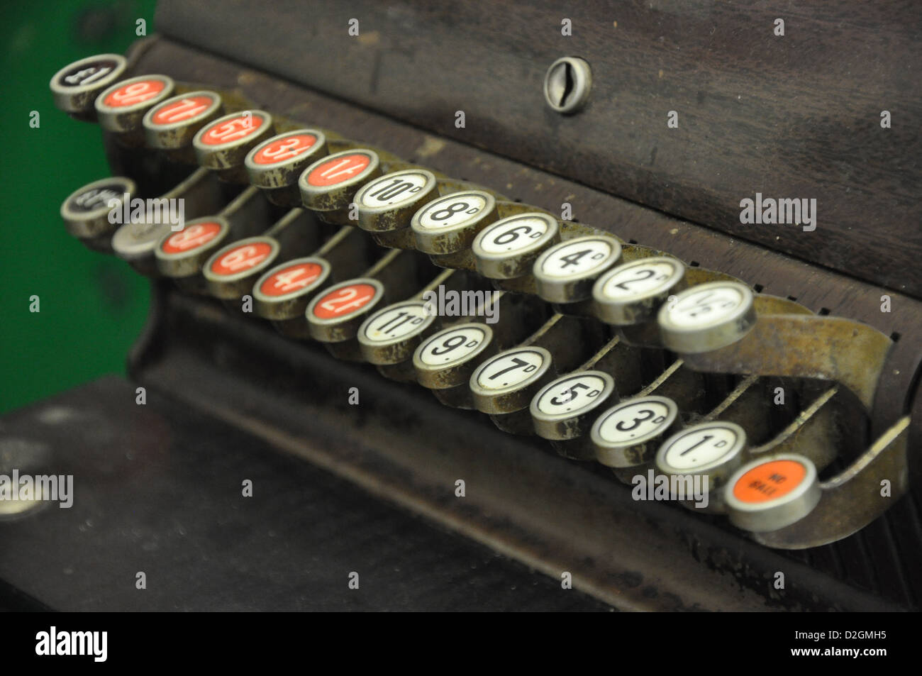 keys on an old cash register Stock Photo Alamy