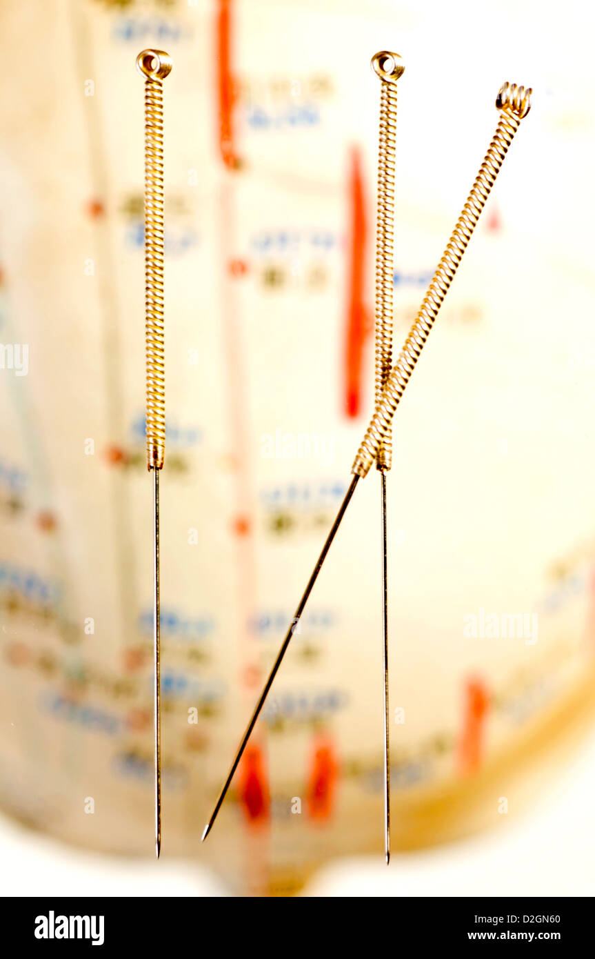 Acupuncture needles with head model Stock Photo Alamy