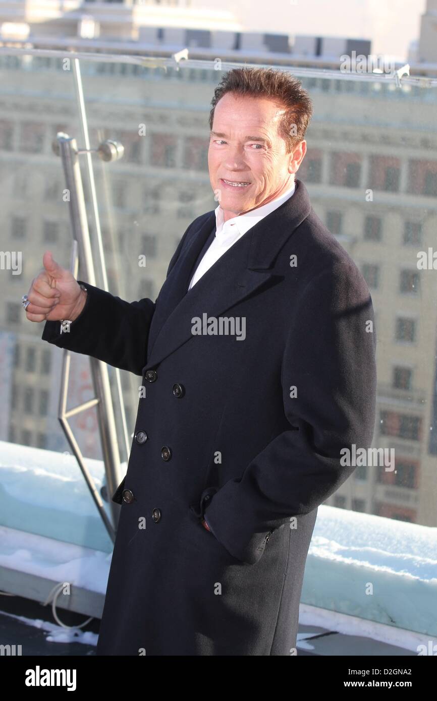 Jan. 23, 2013 - Moscow, Russia . Pictured: actor Arnold Schwarzenegger promotes The Last Stand Russian premier in Moscow. (Credit Image: Credit:  PhotoXpress/ZUMAPRESS.com/Alamy live news) Stock Photo