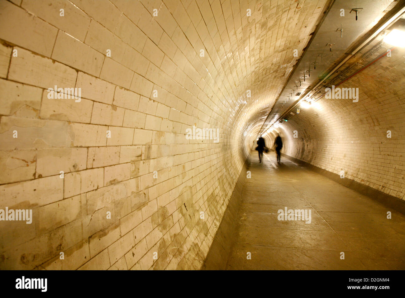 Greenwich Foot Tunnel that runs under the River Thames between Greenwich and the Isle of Dogs, London, UK Stock Photo