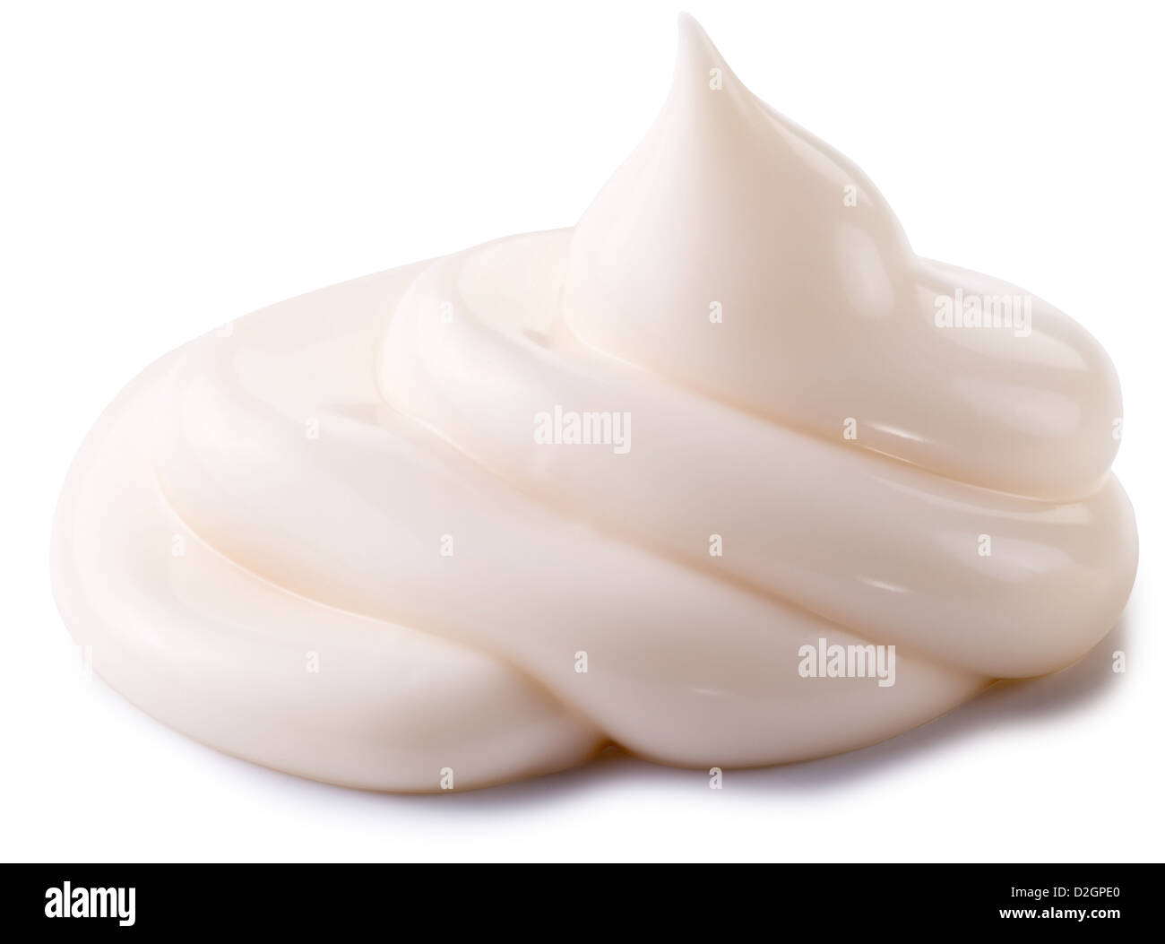Handful of mayonnaise on white background. Clipping path. Stock Photo