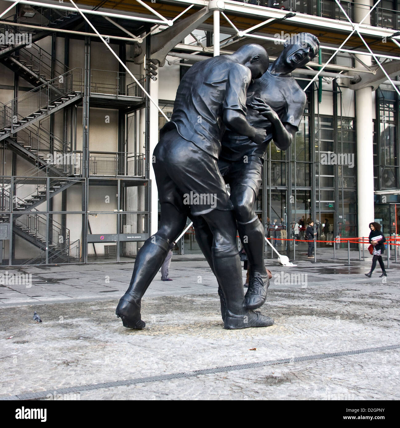 Statue of Zidane's headbutt of Marco Materazzi in a world cup match against Italy in 2006 Centre Georges Pompidou Paris France Stock Photo