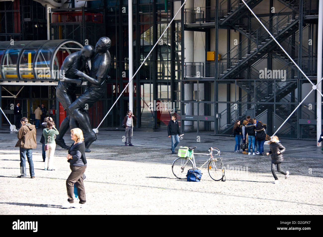 Statue of Zidane's headbutt of Marco Materazzi in a world cup match against Italy in 2006 Centre Georges Pompidou Paris France Stock Photo