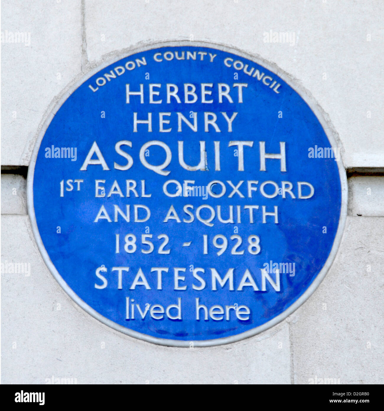 Herbert Henry Asquith Prime Minister blue plaque for the first Earl of
