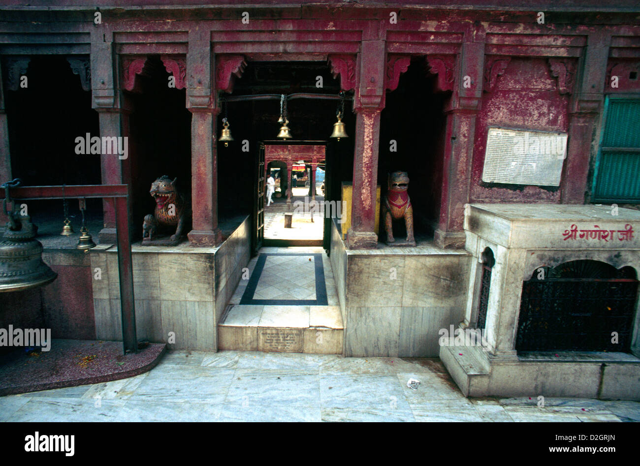 India   Varanasi Hindu - Monkey Temple With Puja Stock Photo