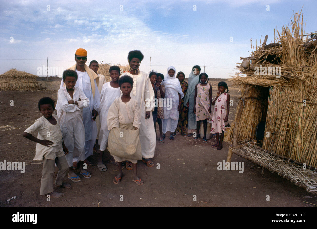 Cotton Picking Family Outside Home Wadi Medani Sudan Stock Photo