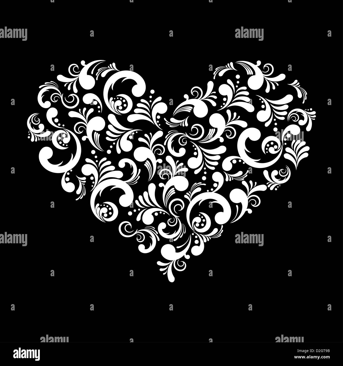 Vector illustration of a beautiful abstract heart isolated on black ...