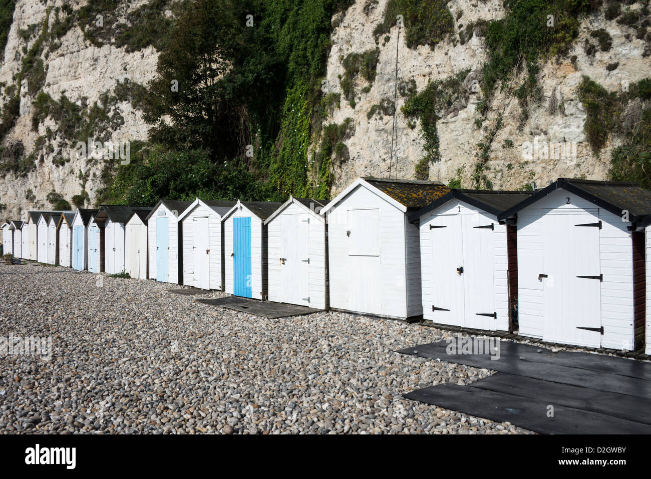 Beach Huts at Beer, Devon, UK Stock Photo Alamy