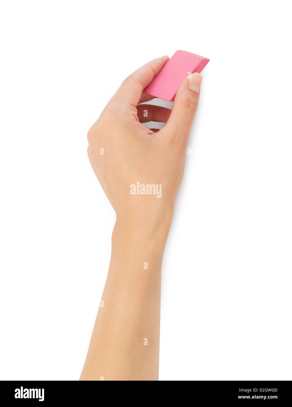 human hands with erase rubbe Stock Photo