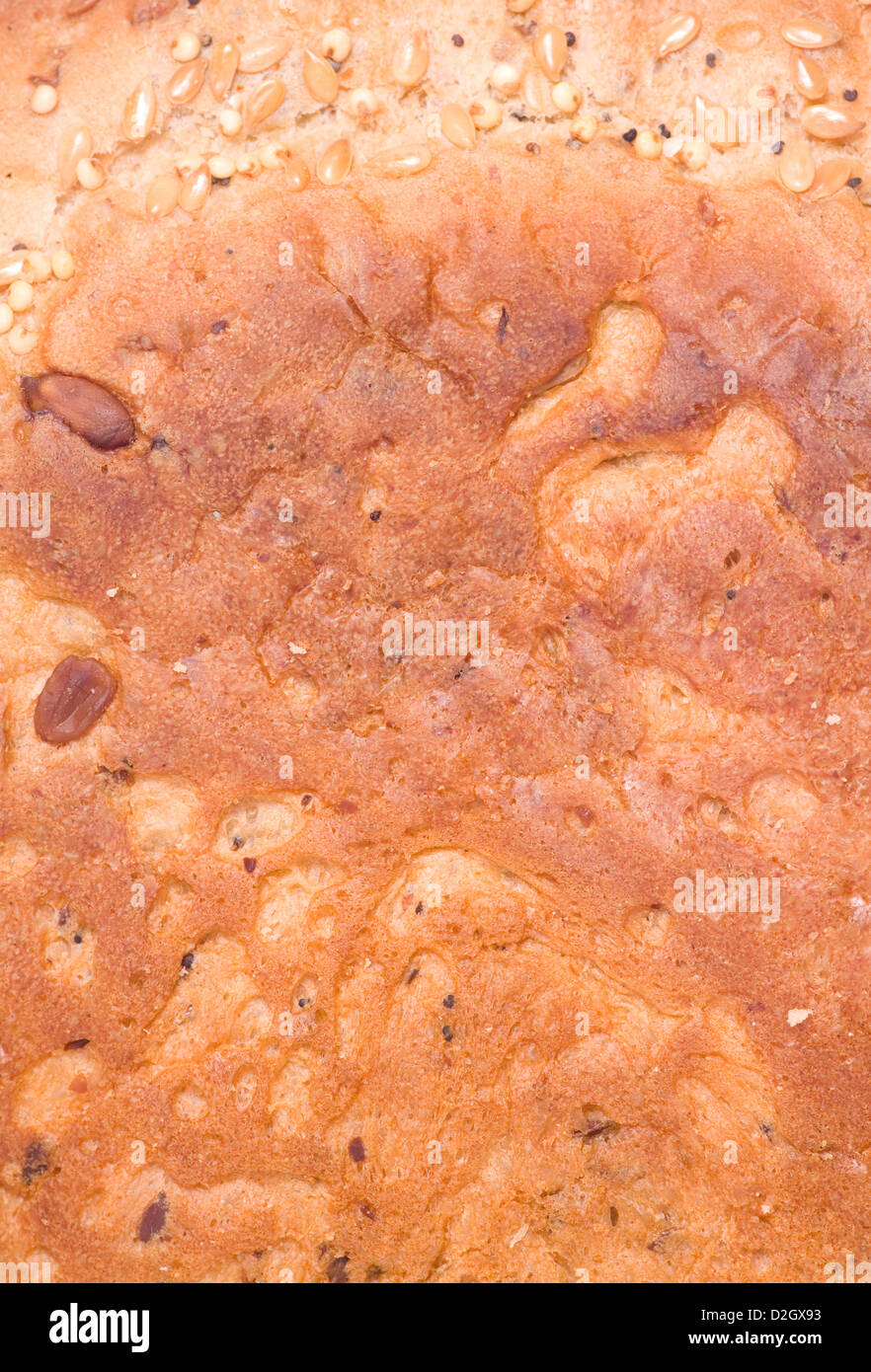 seeded bread crust abstract background Stock Photo