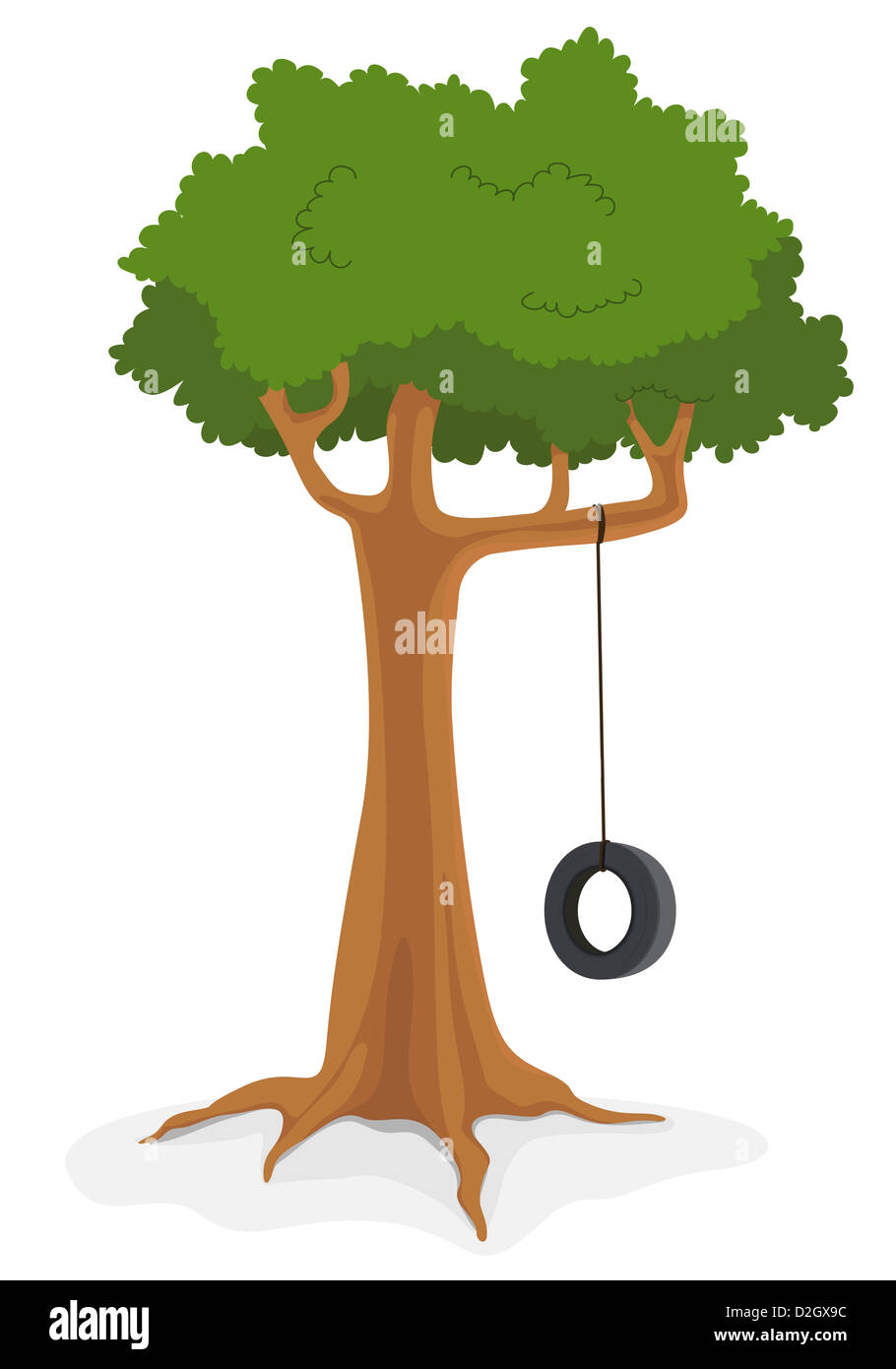 Illustration of cartoon swing on a tree Stock Photo - Alamy