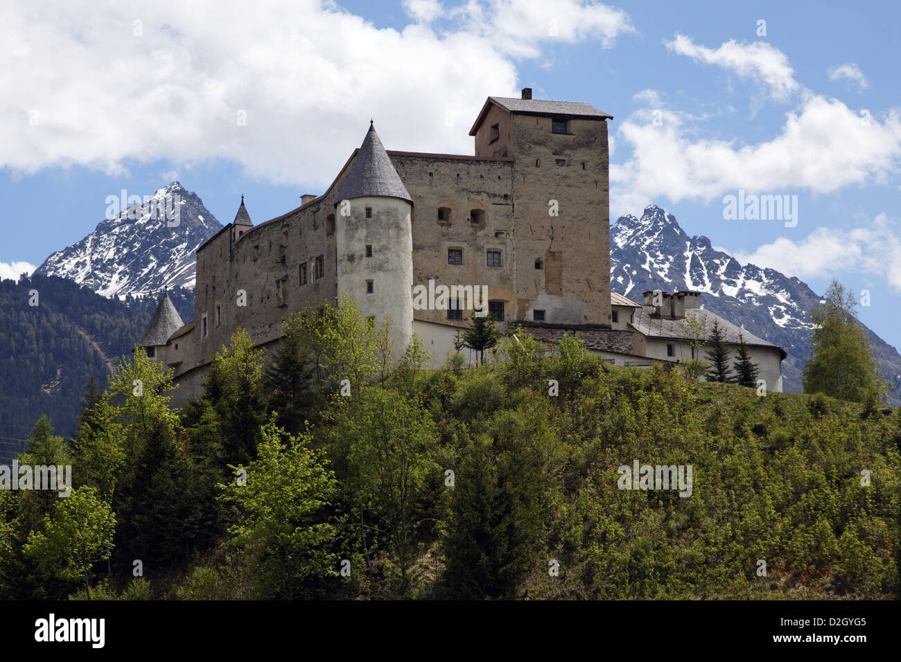 Austria, Tyrol, Nauders; Naudersberg Castle, Österreich, Tirol, Nauders; Schloss Naudersberg, Burg Stock Photo
