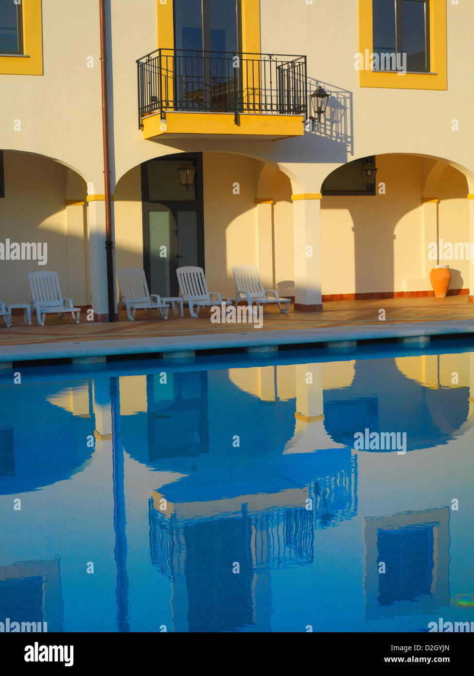 Palermo Sicily Italy Genoardo Park Hotel Swimming Pool Reflections Stock Photo