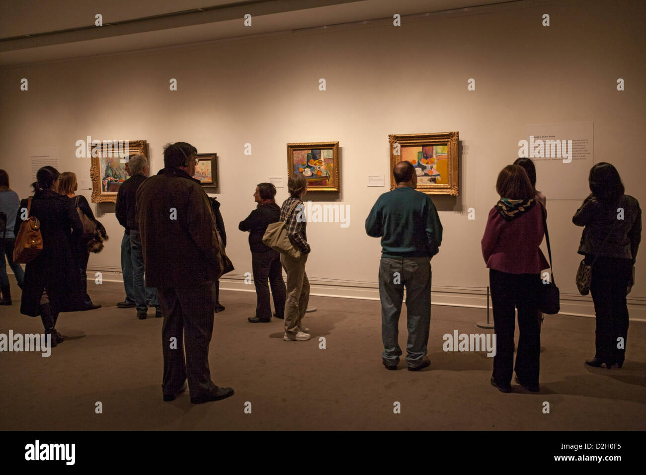 Museum goers view a Matisse exhibit at the Metropolitan Museum of Art in New York City. Stock Photo