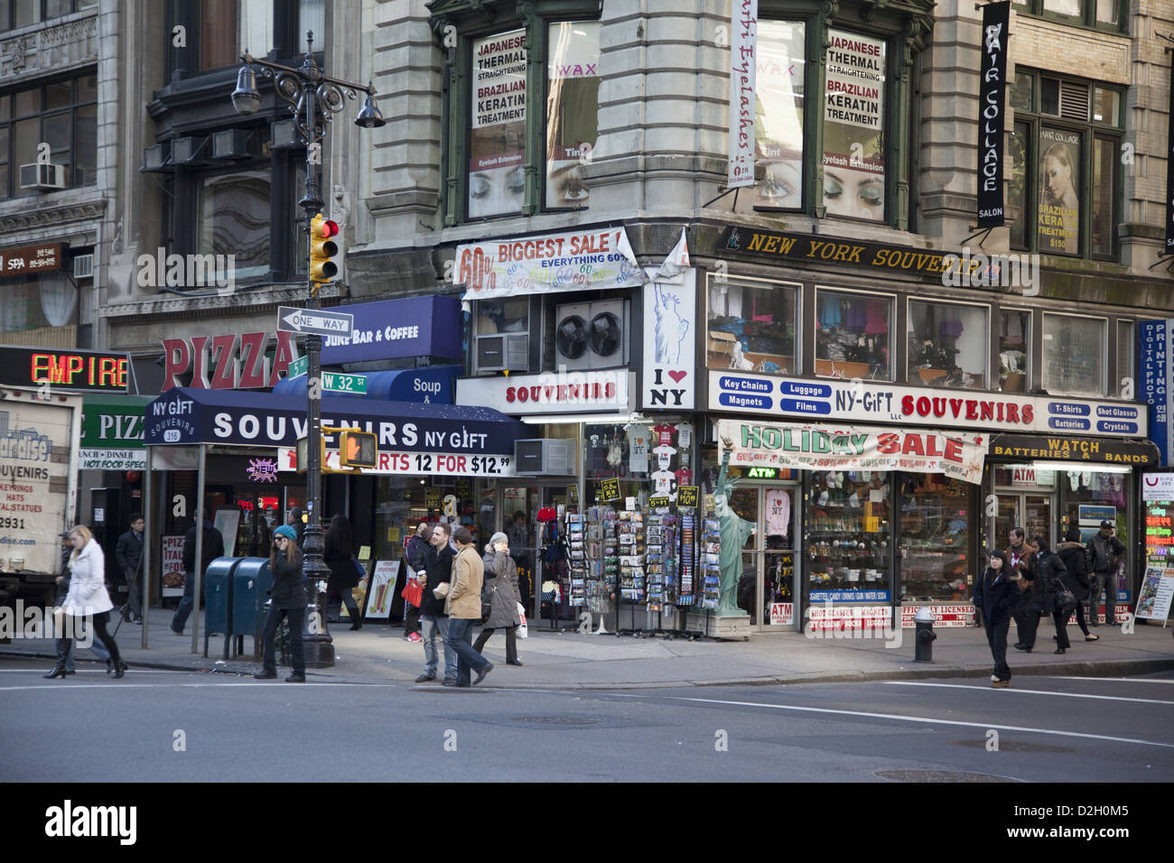 Corner of 32nd St. & 5th Avenue at the corner of Korean Way (32nd St) in Manhattan. Stock Photo