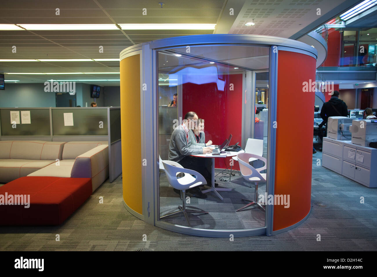 High-tech hub of BBC Global News newsroom, British Broadcasting House, Portland Place, London, United Kingdom Stock Photo