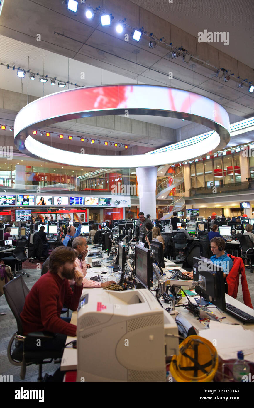 High-tech hub of BBC Global News newsroom, British Broadcasting House, Portland Place, London, United Kingdom Stock Photo