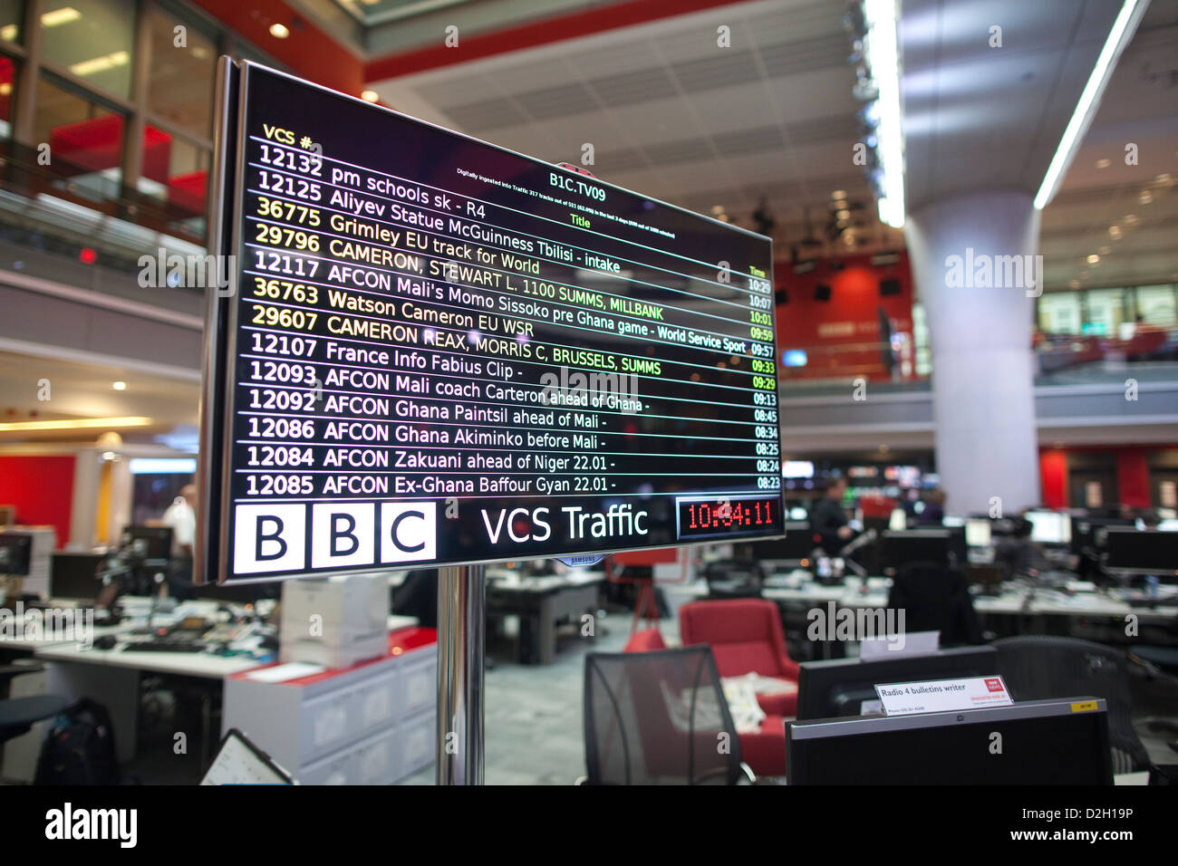 High-tech hub of BBC Global News newsroom, British Broadcasting House, Portland Place, London, United Kingdom Stock Photo